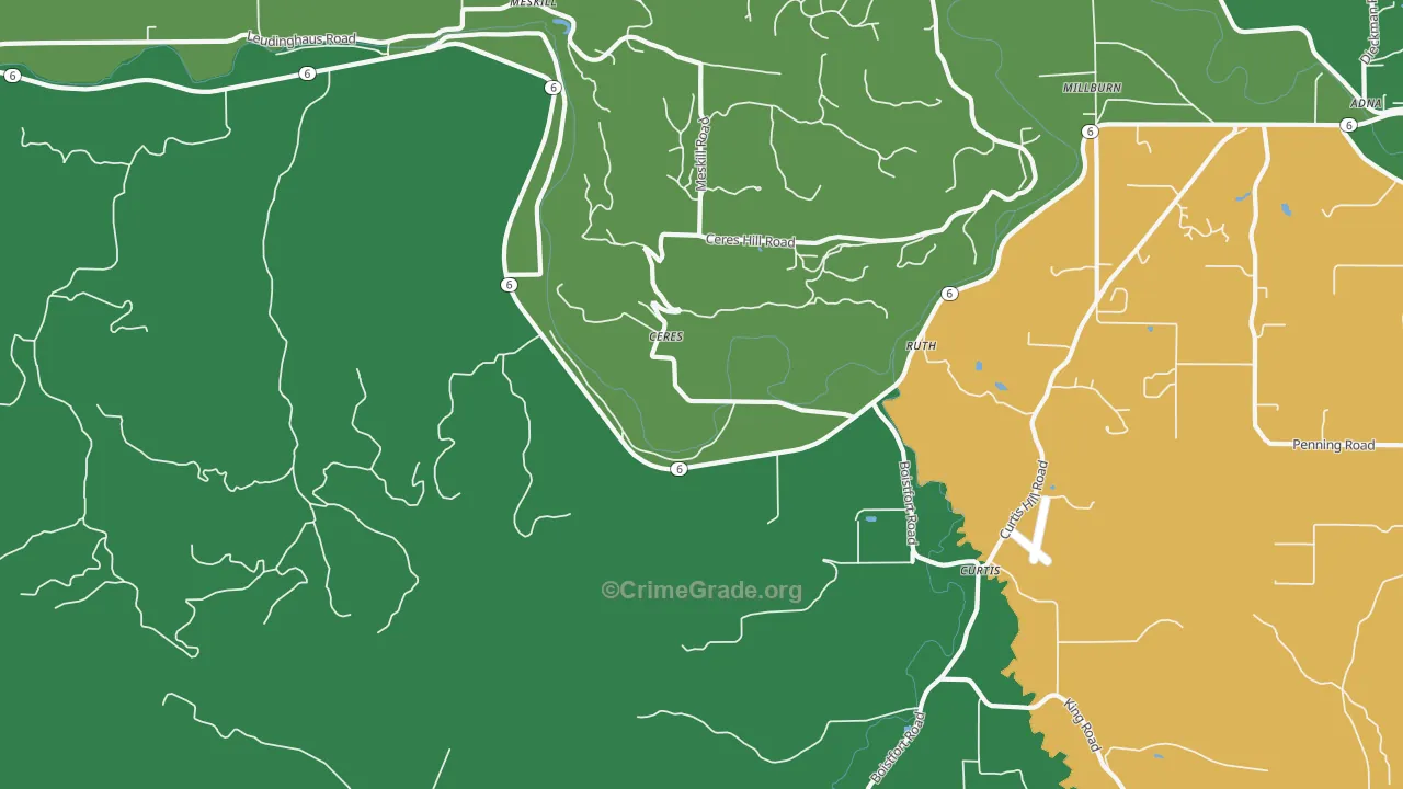 Ceres, WA Map of Vehicle Theft Rates