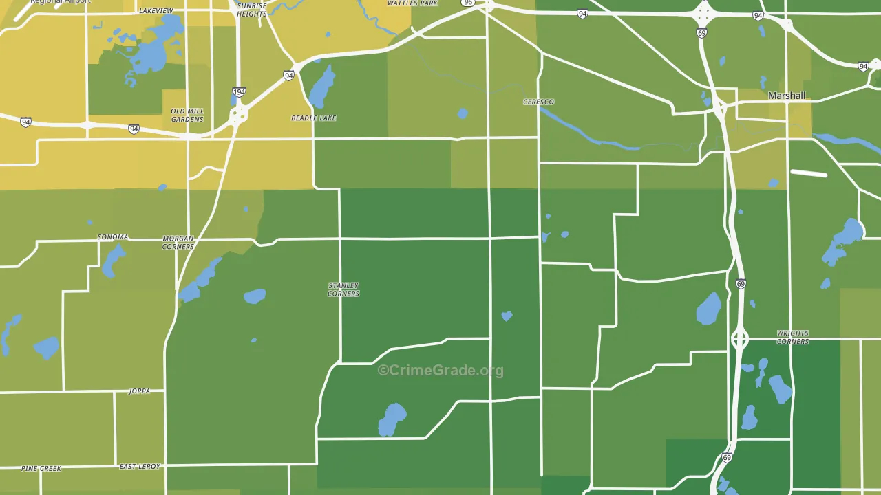 Ceresco, MI Map of Vehicle Theft Rates