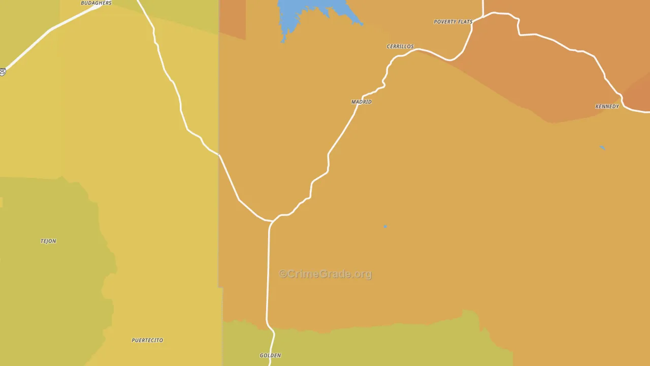 Cerrillos, NM Map of Vehicle Theft Rates