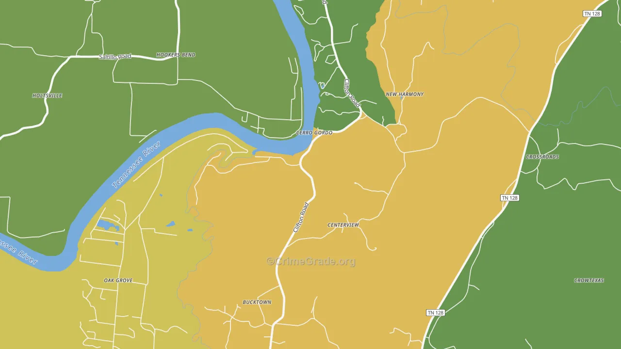 Cerro Gordo, TN Map of Vehicle Theft Rates