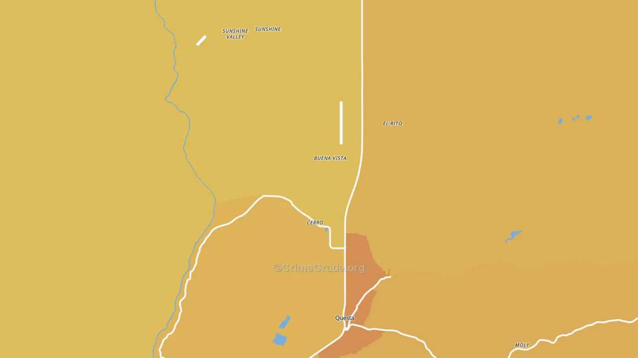 Cerro, NM Map of Vehicle Theft Rates