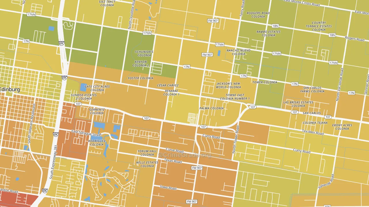 Cesar Chavez, TX Map of Vehicle Theft Rates