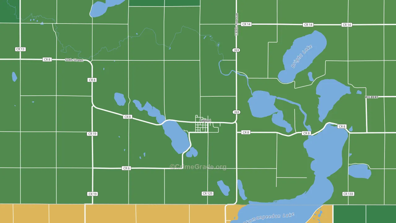 Ceylon, MN Map of Vehicle Theft Rates