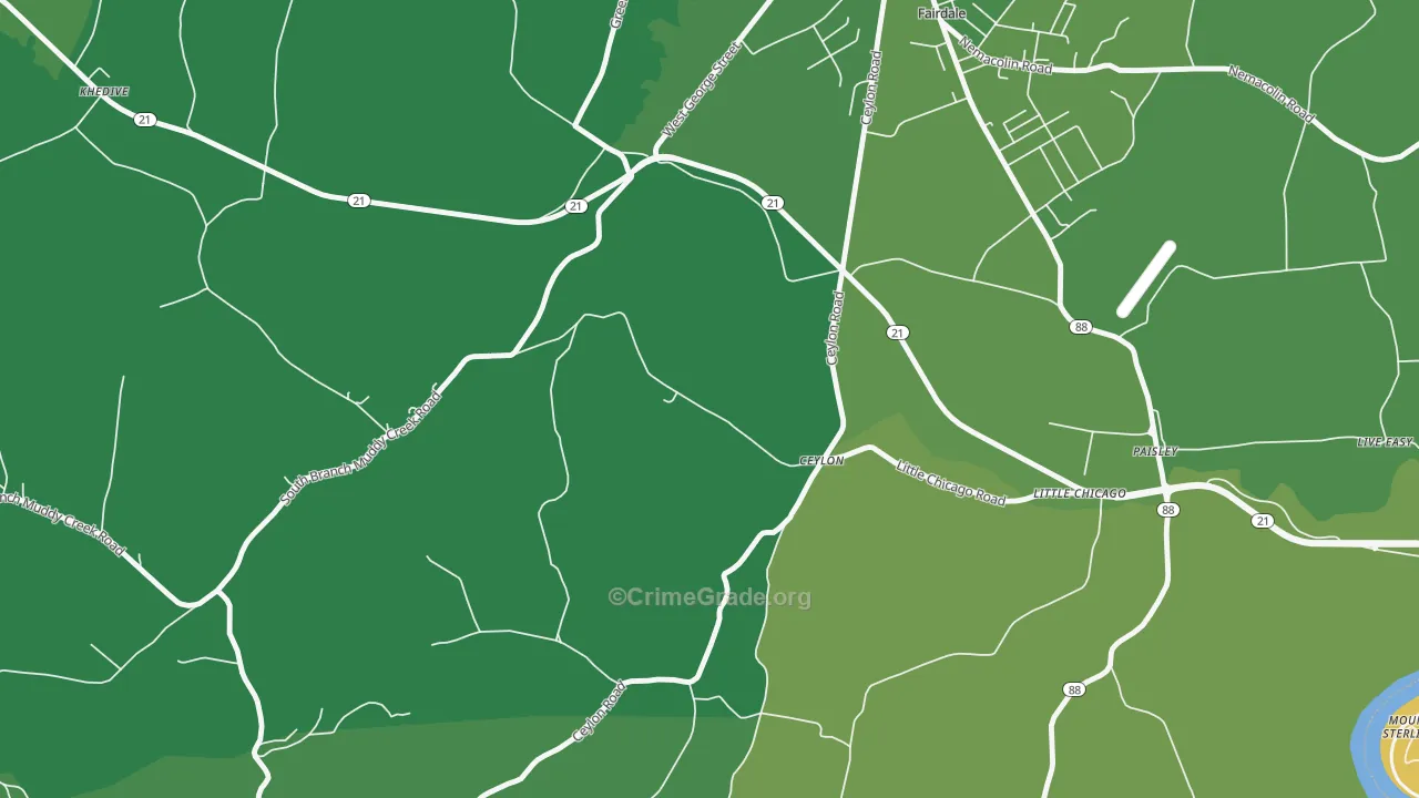 Ceylon, PA Map of Vehicle Theft Rates