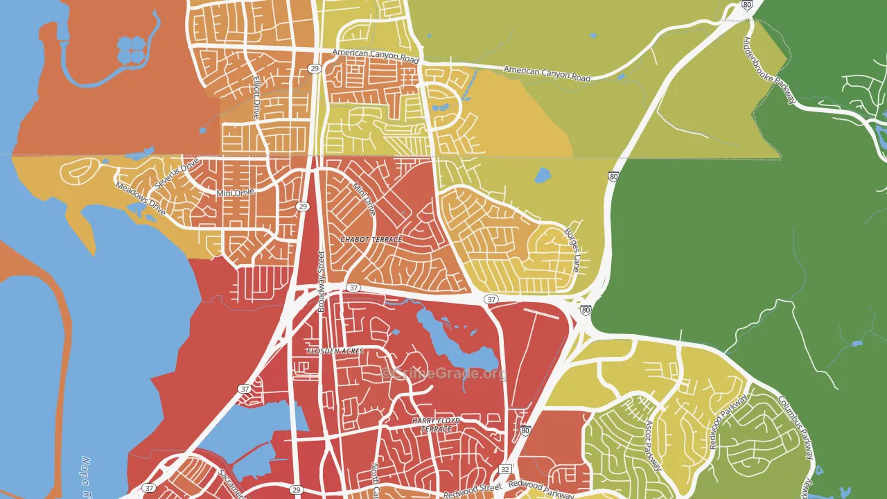 Chabot Terrace, Vallejo, CA Map of Vehicle Theft Rates