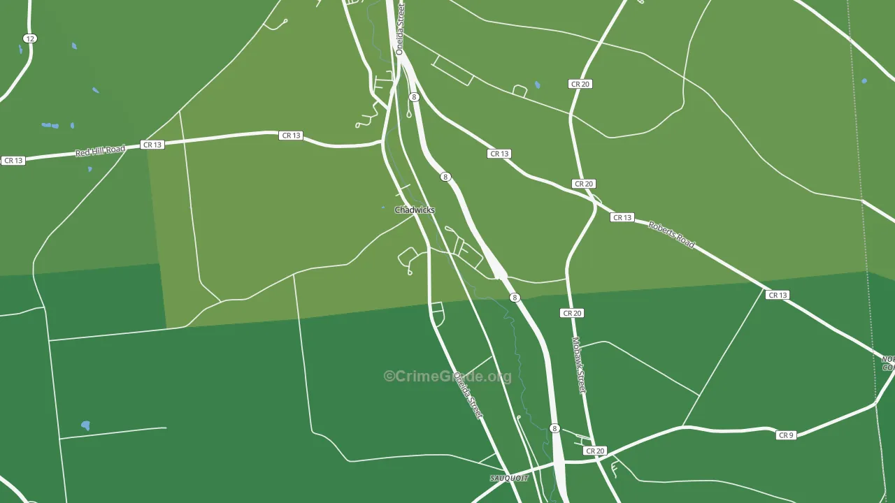 Chadwicks, NY Map of Vehicle Theft Rates