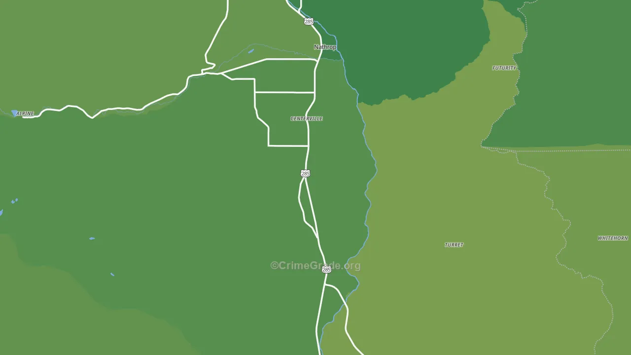 Chaffee County, CO Map of Vehicle Theft Rates