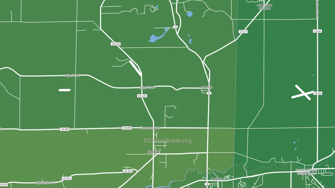 Chaffee, NY Map of Vehicle Theft Rates