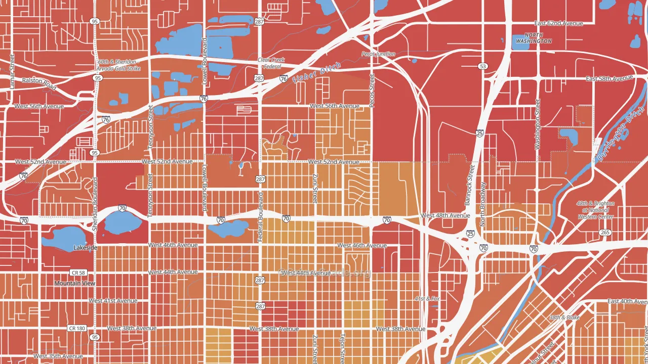 Chaffee Park, Denver, CO Map of Vehicle Theft Rates