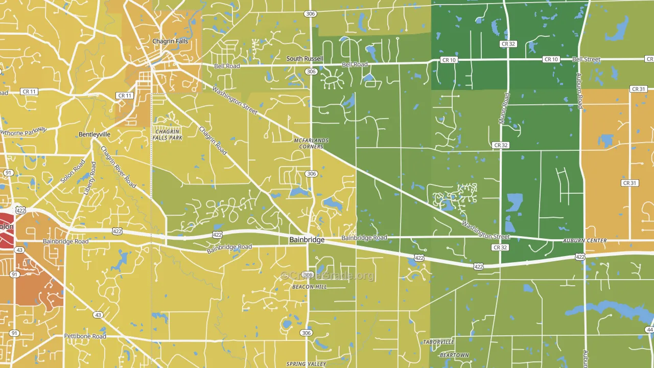 Chagrin Falls, OH Map of Vehicle Theft Rates