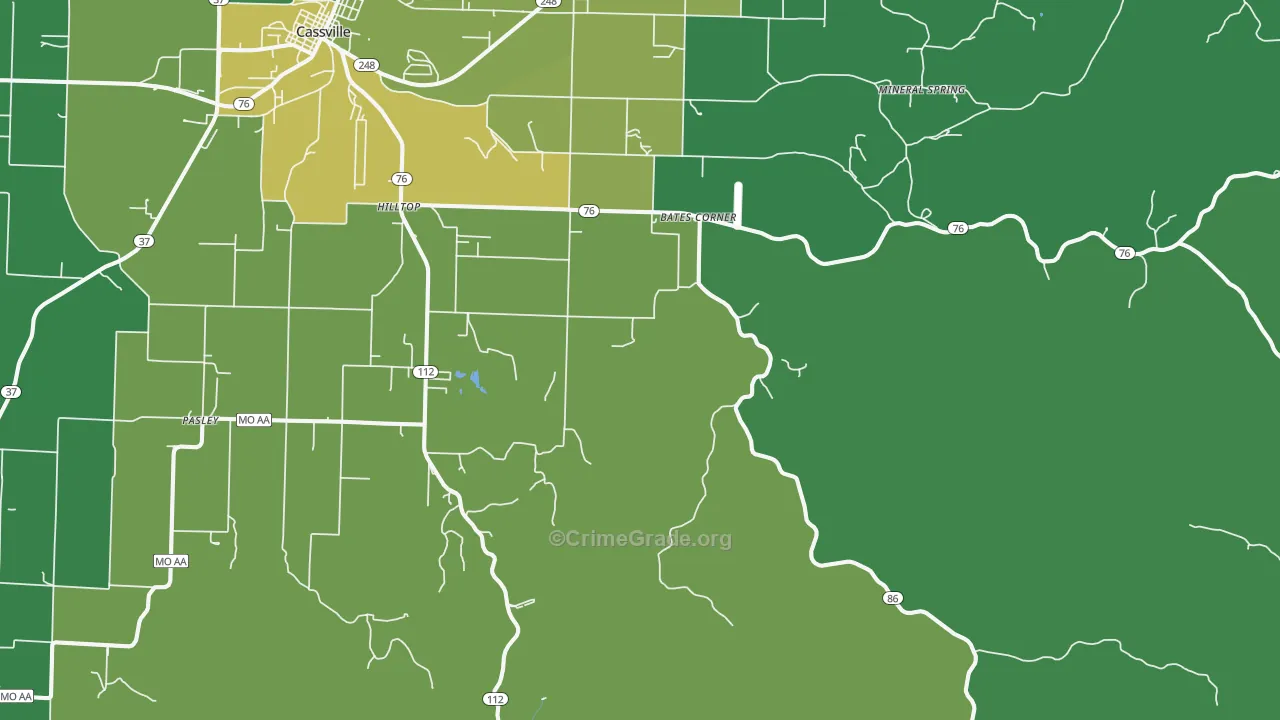 Chain-O-Lakes, MO Map of Vehicle Theft Rates