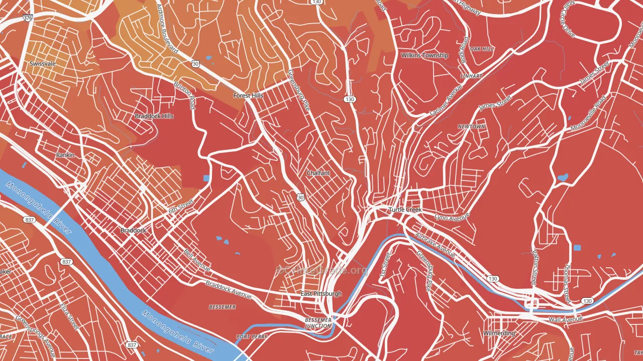 Chalfant, PA Map of Vehicle Theft Rates