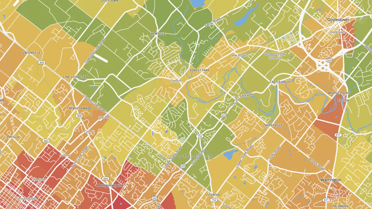 Chalfont, PA Map of Vehicle Theft Rates