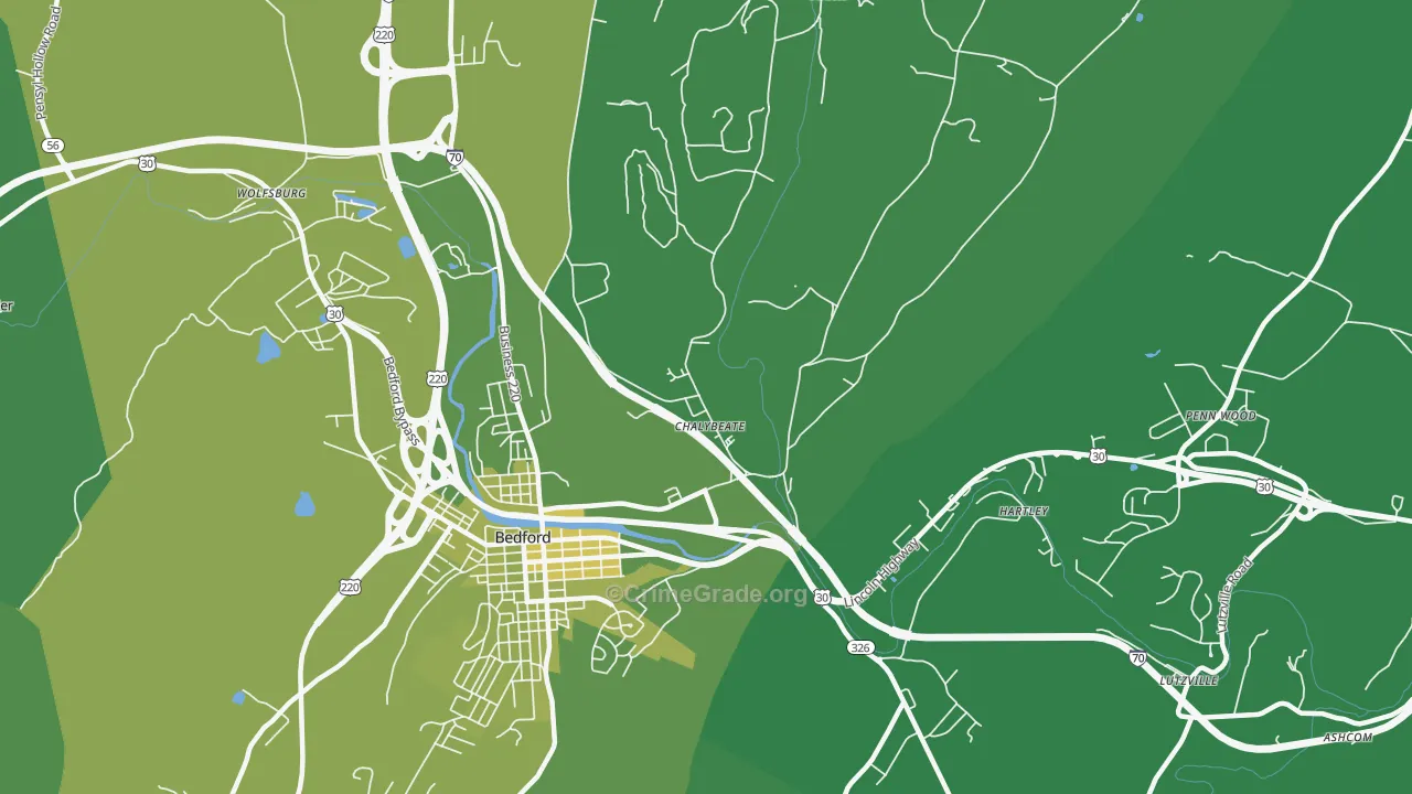 Chalybeate, PA Map of Vehicle Theft Rates