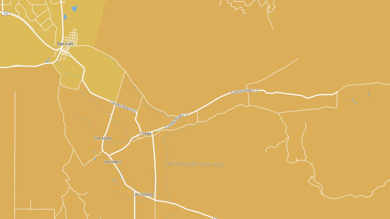 Chama, CO Map of Vehicle Theft Rates
