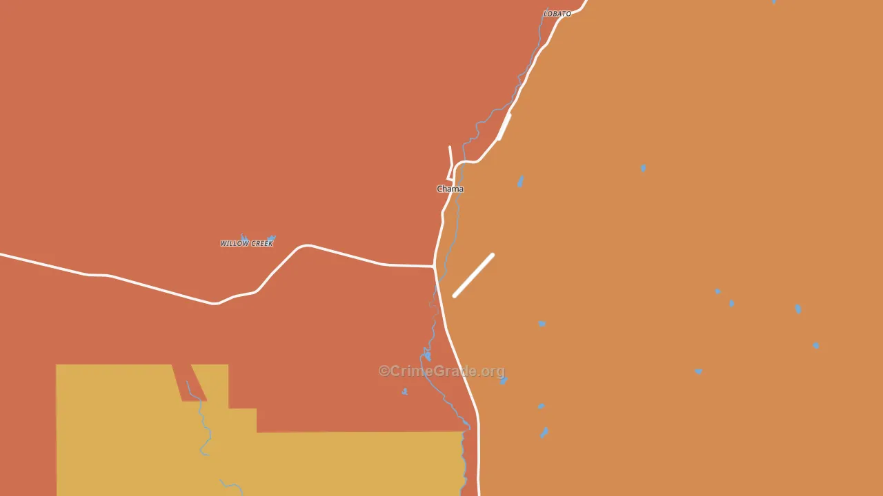 Chama, NM Map of Vehicle Theft Rates