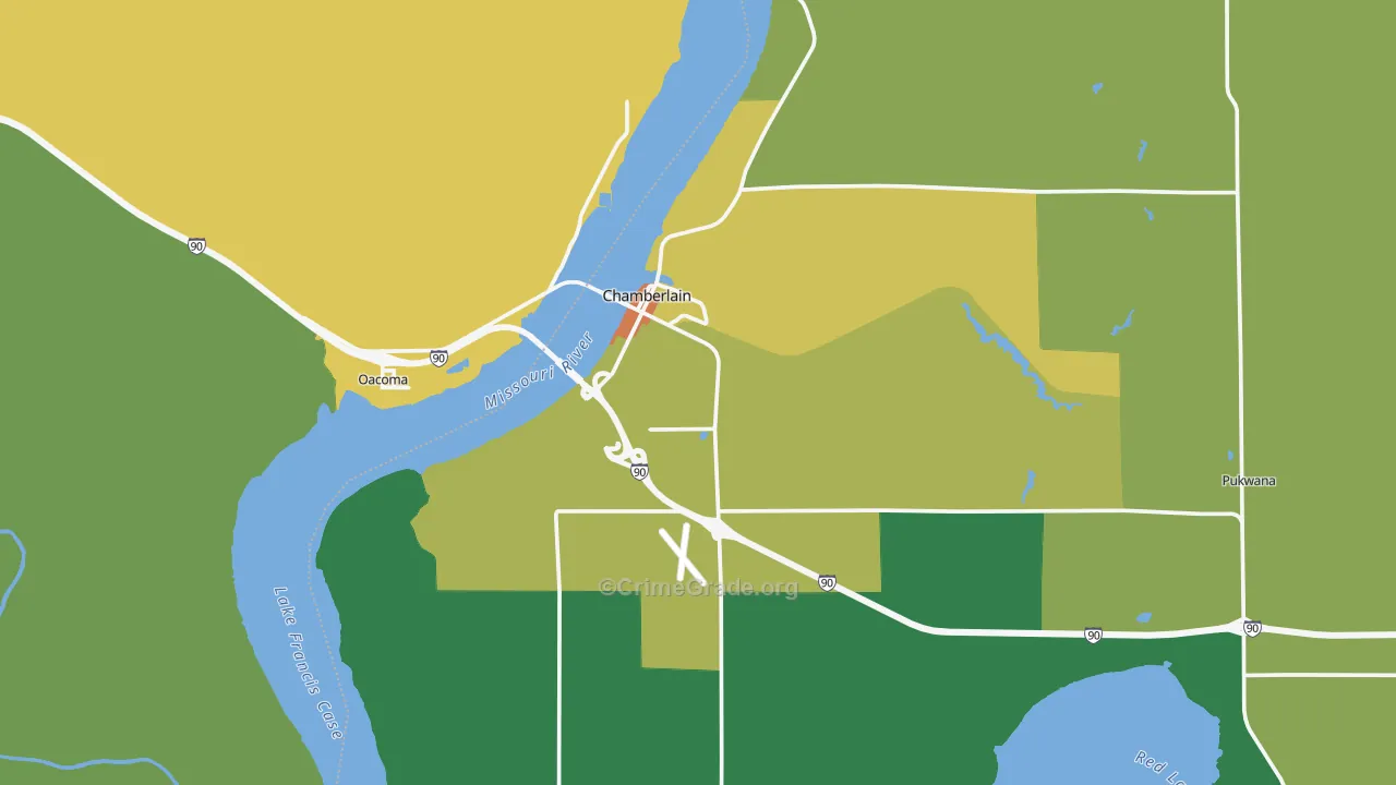 Chamberlain, SD Map of Vehicle Theft Rates