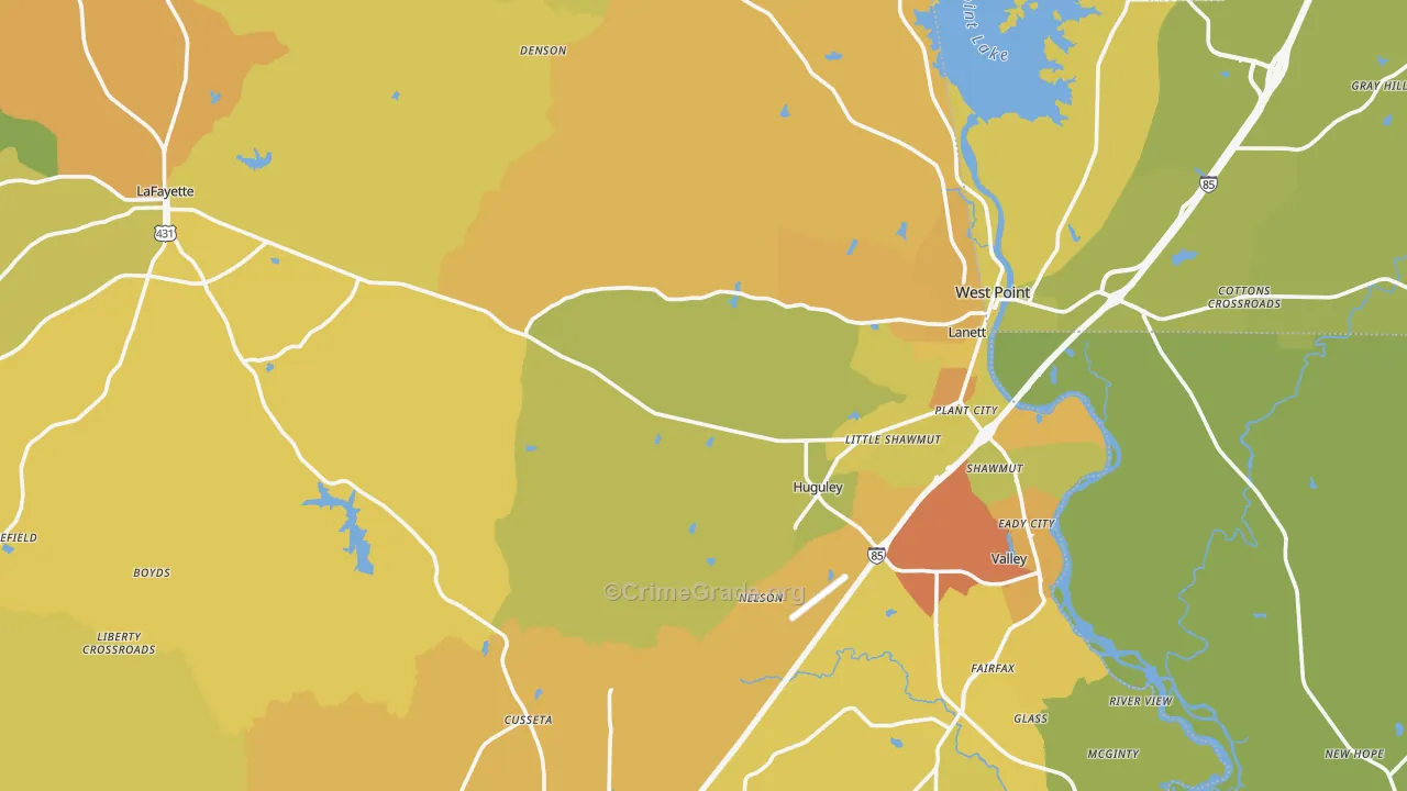 Chambers County, AL Map of Vehicle Theft Rates