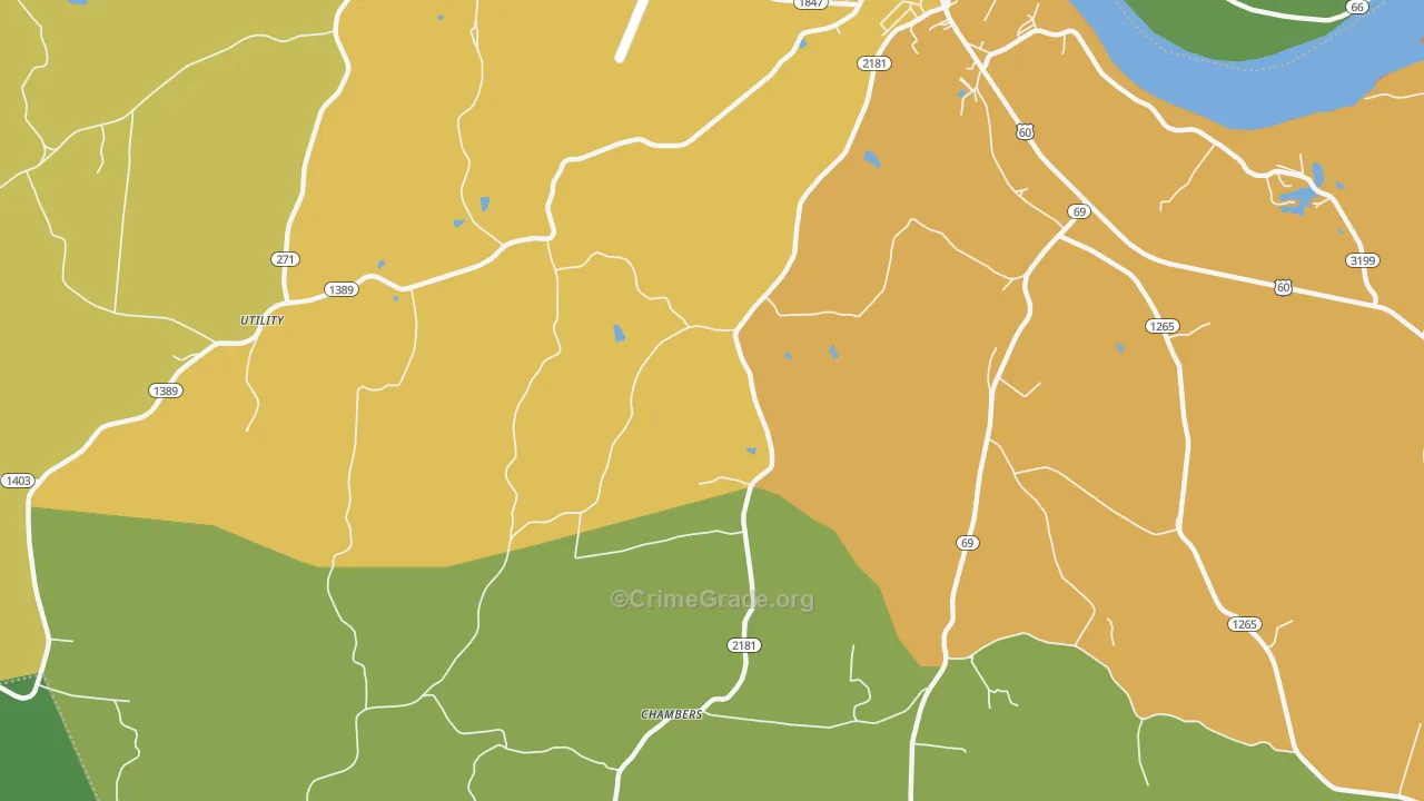 Chambers, KY Map of Vehicle Theft Rates