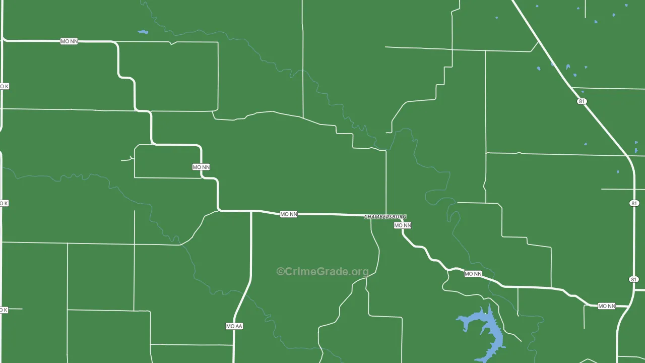 Chambersburg, MO Map of Vehicle Theft Rates