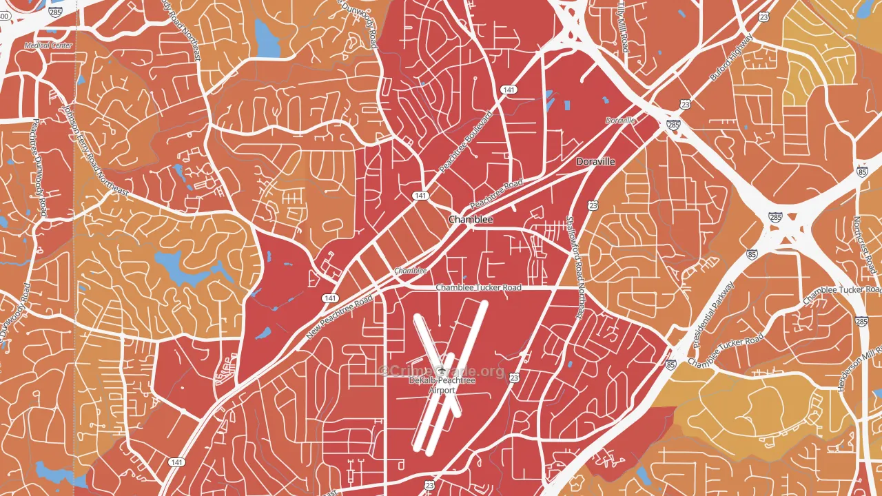 Chamblee, GA Map of Vehicle Theft Rates