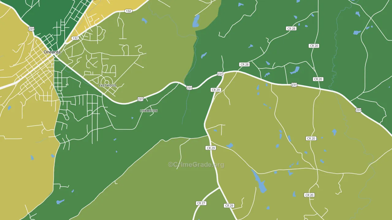 Champion, AL Map of Vehicle Theft Rates