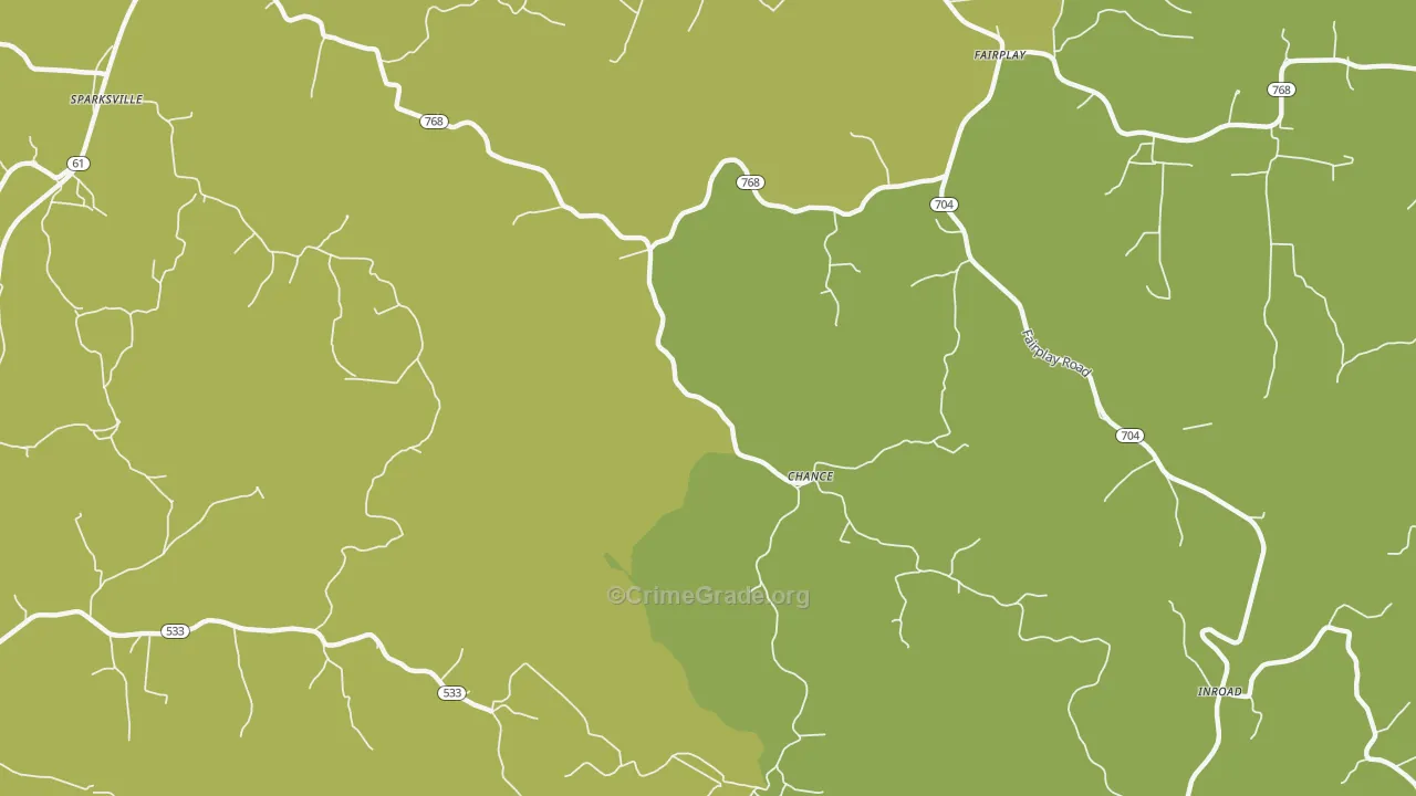 Chance, KY Map of Vehicle Theft Rates