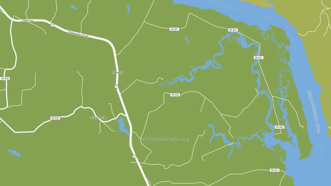 Chance, VA Map of Vehicle Theft Rates