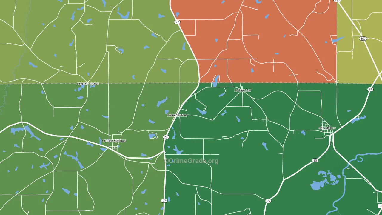 Chancellor, AL Map of Vehicle Theft Rates