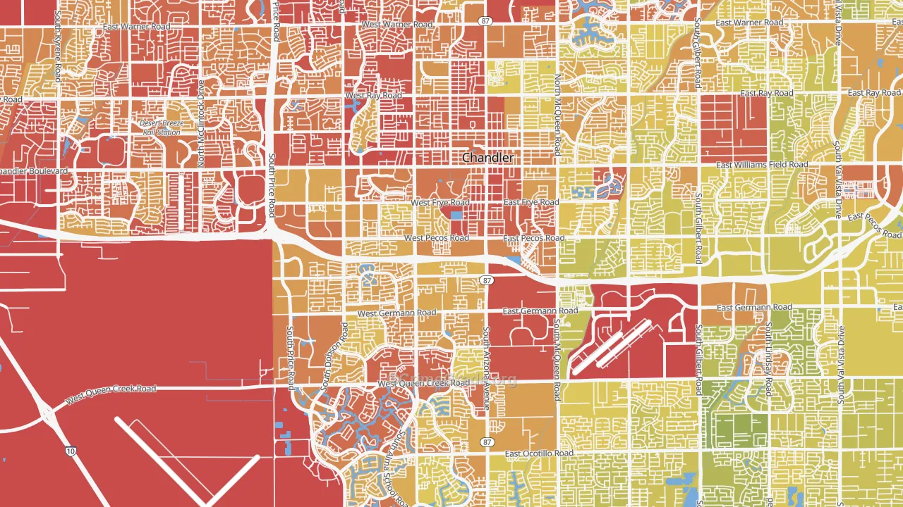 Chandler, AZ Map of Vehicle Theft Rates