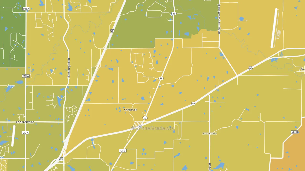 Chandler, MO Map of Vehicle Theft Rates