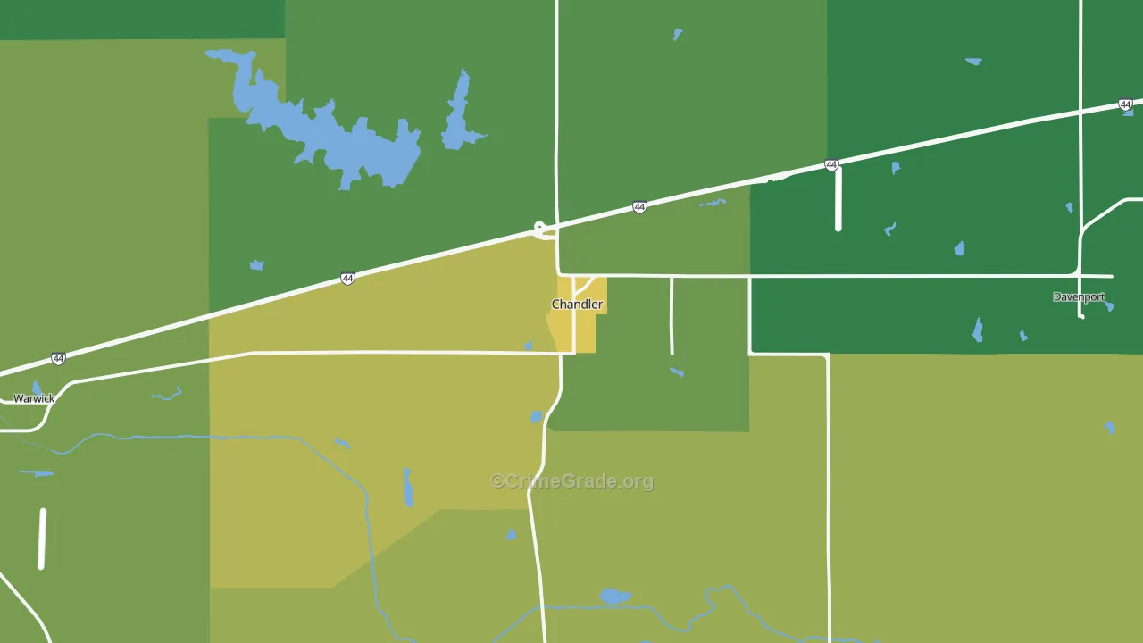 Chandler, OK Map of Vehicle Theft Rates