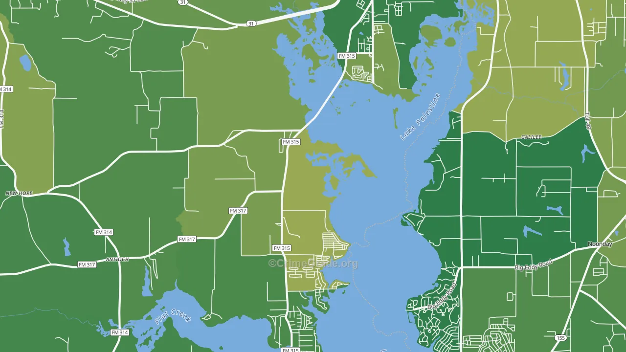 Chandler, TX Map of Vehicle Theft Rates