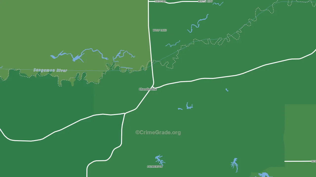Chandlerville, IL Map of Vehicle Theft Rates