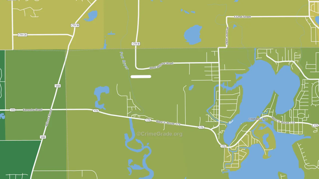 Channel Lake, IL Map of Vehicle Theft Rates
