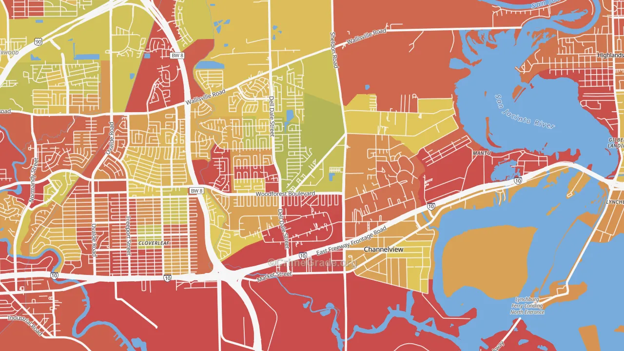 Channelview, TX Map of Vehicle Theft Rates