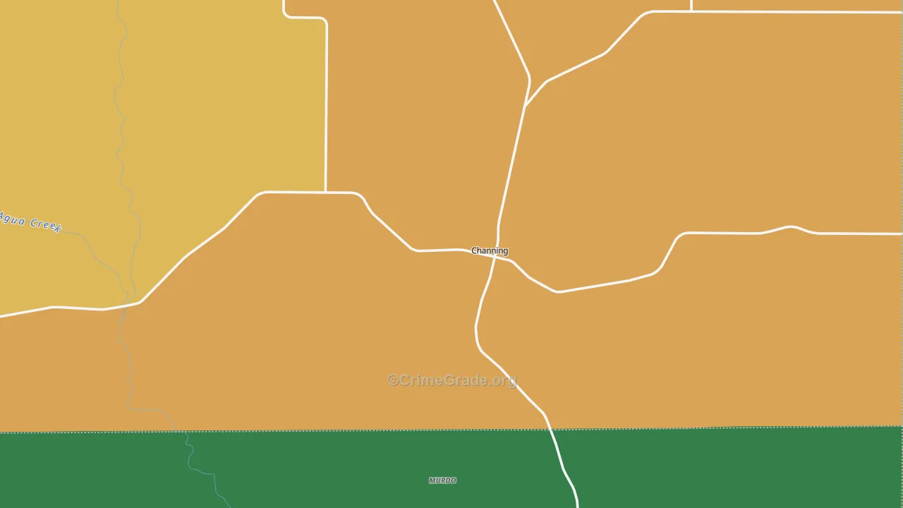 Channing, TX Map of Vehicle Theft Rates