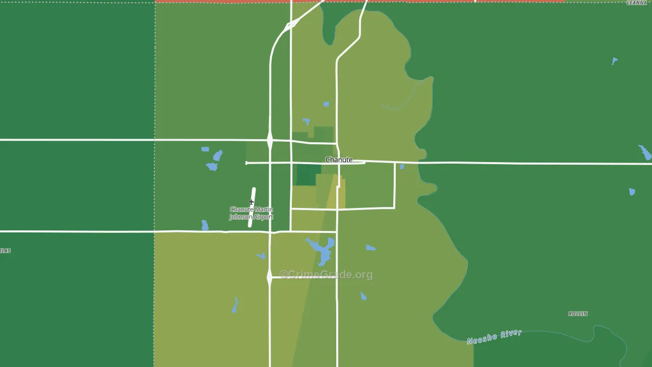 Chanute, KS Map of Vehicle Theft Rates