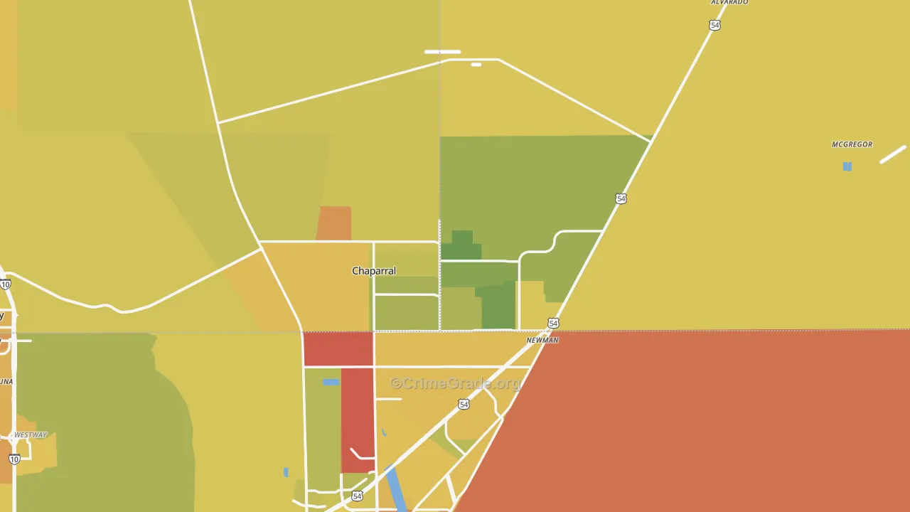 Chaparral, NM Map of Vehicle Theft Rates