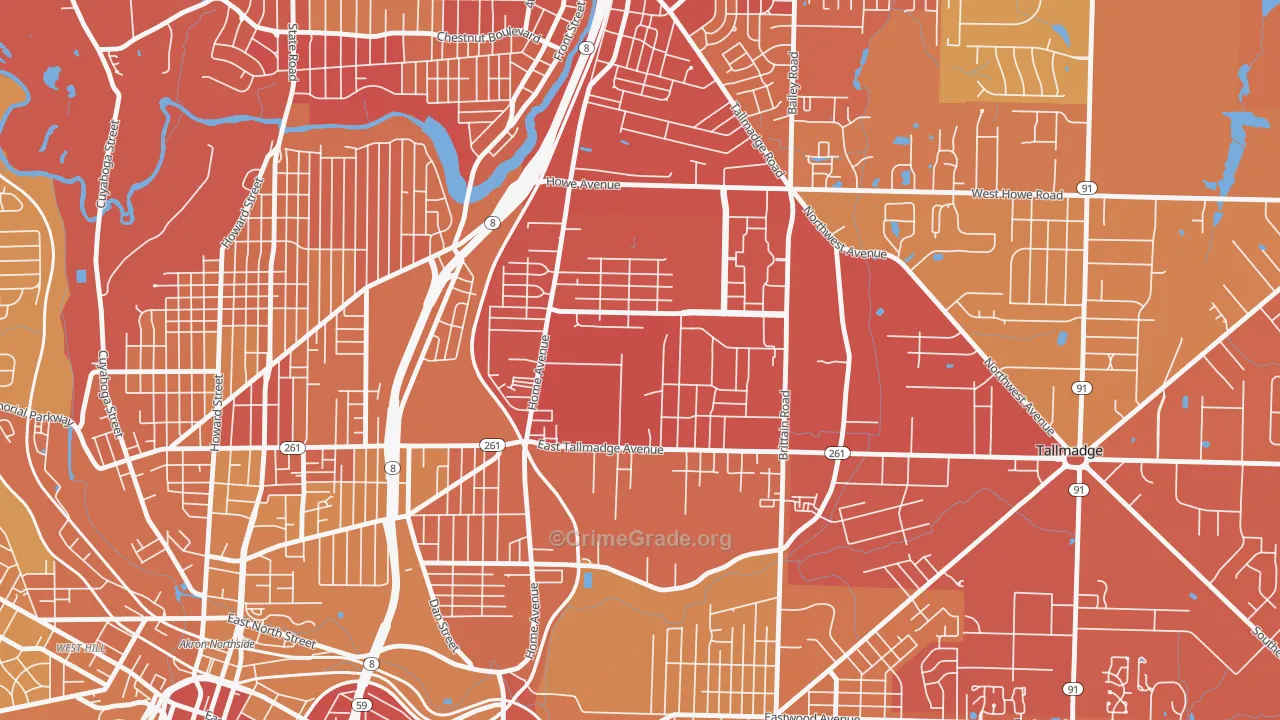 Chapel Hill, Akron, OH Map of Vehicle Theft Rates