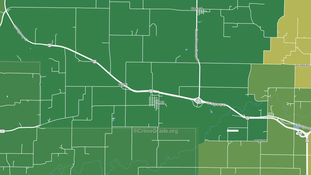Chapin, IL Map of Vehicle Theft Rates