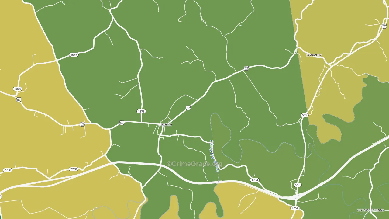 Chaplin, KY Map of Vehicle Theft Rates