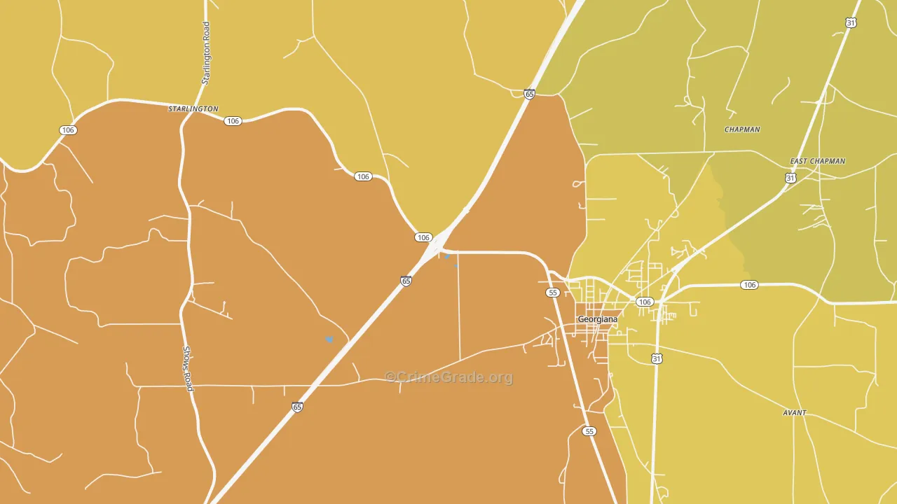 Chapman, AL Map of Vehicle Theft Rates