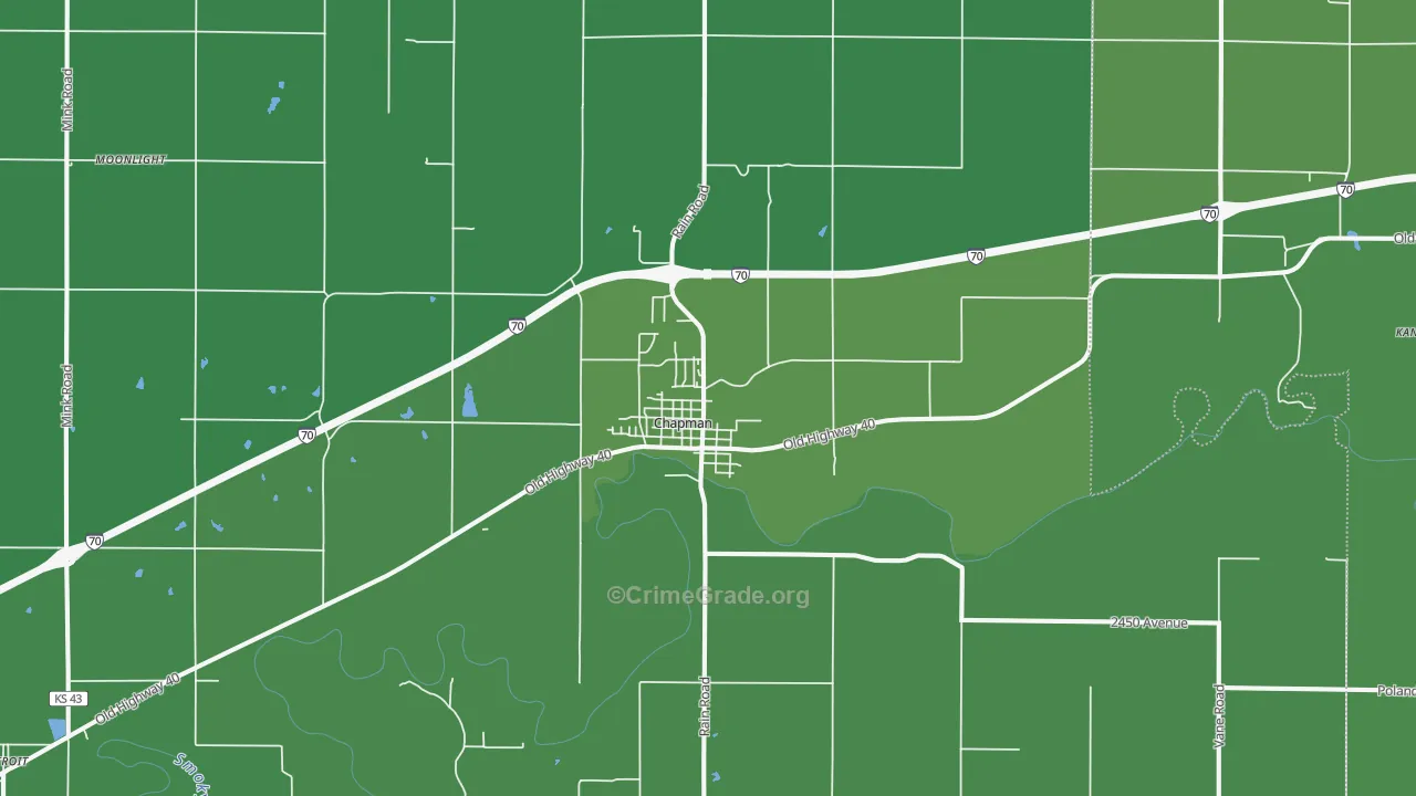 Chapman, KS Map of Vehicle Theft Rates