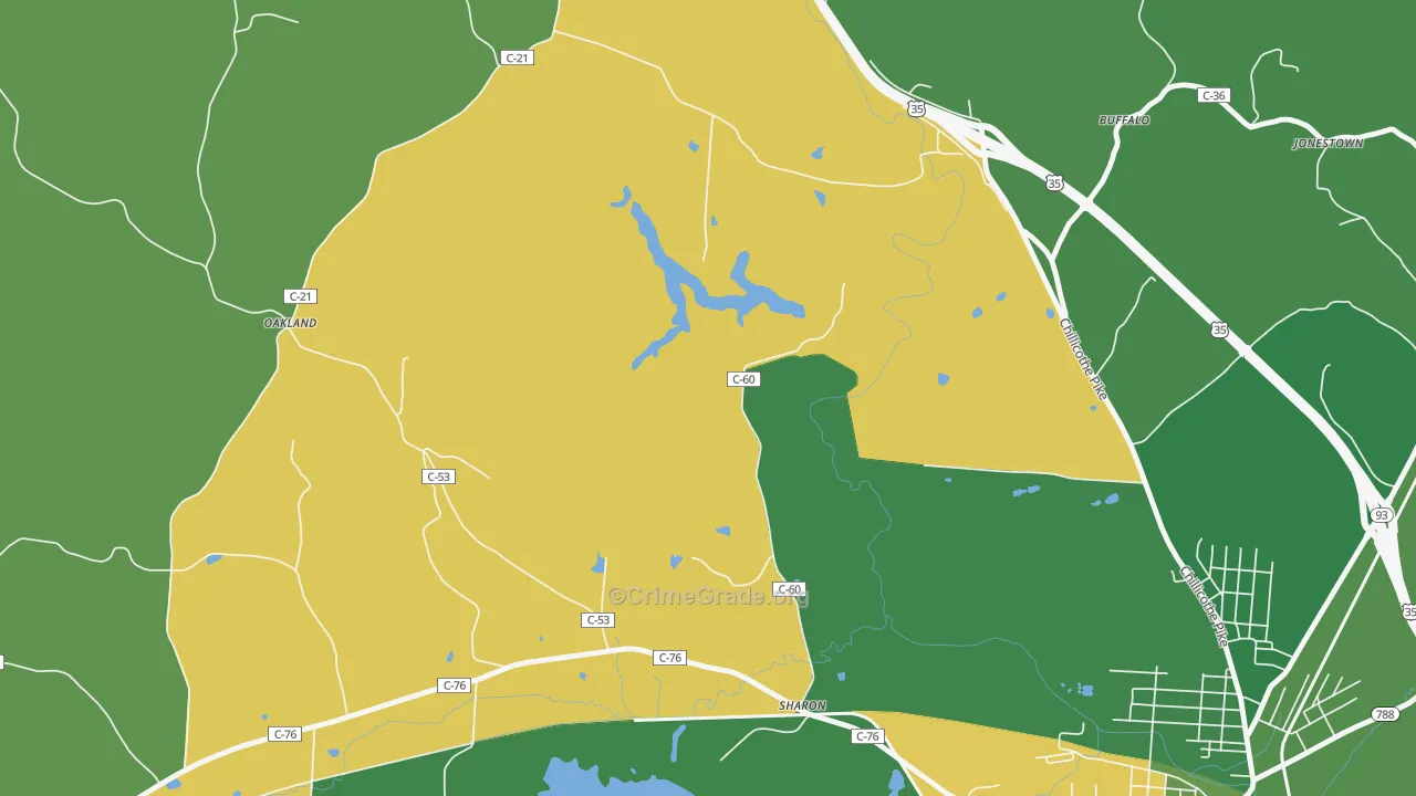 Chapmans, OH Map of Vehicle Theft Rates