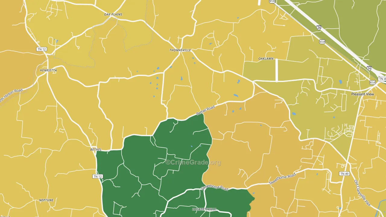 Chapmansboro, TN Map of Vehicle Theft Rates