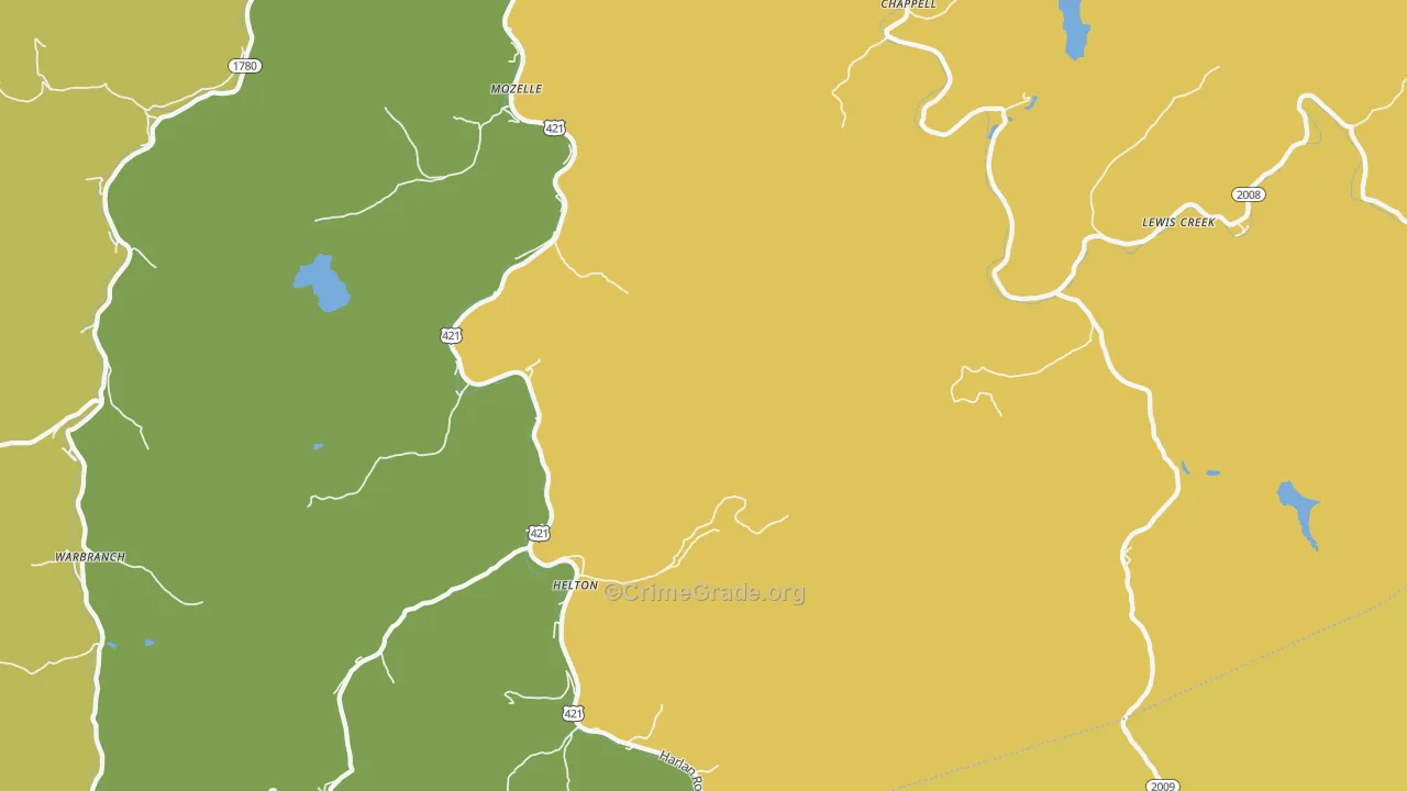 Chappell, KY Map of Vehicle Theft Rates