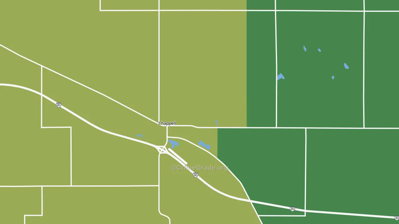 Chappell, NE Map of Vehicle Theft Rates
