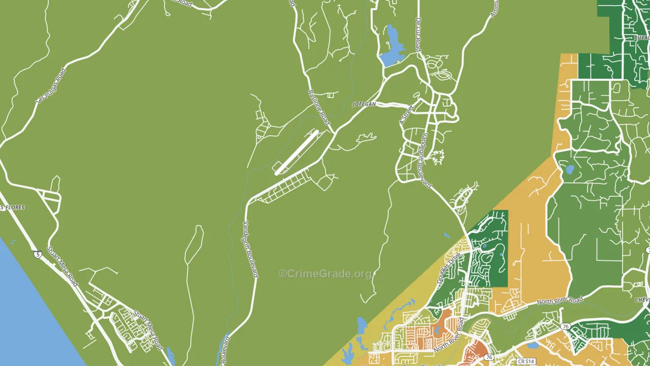 Chappo, CA Map of Vehicle Theft Rates