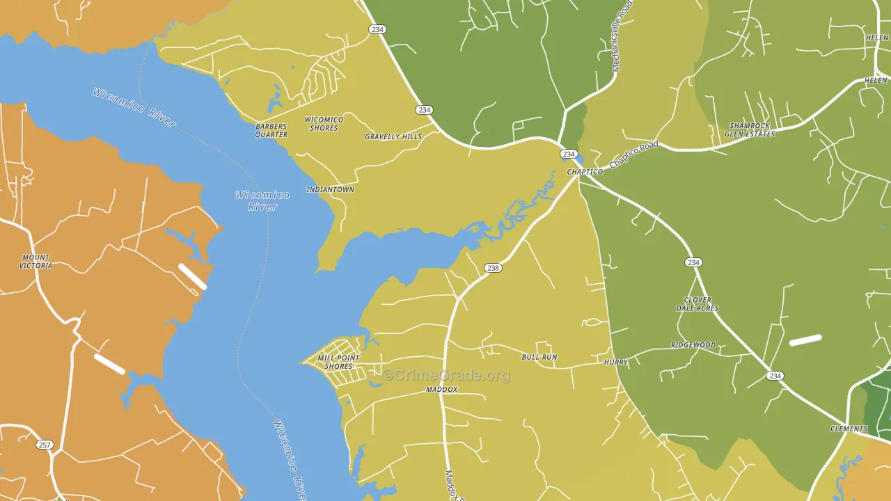 Chaptico, MD Map of Vehicle Theft Rates